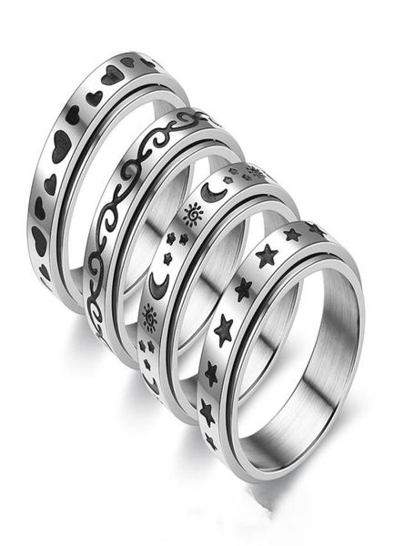 rotatable stainless steel spinner ring for women mens fidget band rings moon star celtic stress relieving wide wedding anxiety3779050, Silver
rotatable stainless steel spinner ring for women mens fidget band rings moon star celtic stress relieving wide wedding anxiety3779050, Silver