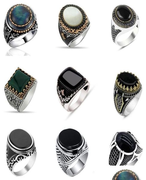 band rings vintage handmade turkish signet ring for men women ancient sier color black onyx stone punk religious jewelry drop deli2289104, Silver
band rings vintage handmade turkish signet ring for men women ancient sier color black onyx stone punk religious jewelry drop deli2289104, Silver