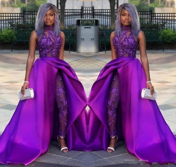 2020 purple jumpsuits prom dresses with detachable train high neck lace appliqued bead evening gowns luxury african party women pa3951733, Black
2020 purple jumpsuits prom dresses with detachable train high neck lace appliqued bead evening gowns luxury african party women pa3951733, Black
