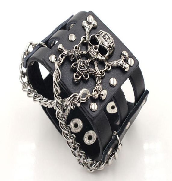 rock rivet wide cowhide skull bracelet punk leather hollow cuff bangle black leather dance bracelet2326582, Golden;silver
rock rivet wide cowhide skull bracelet punk leather hollow cuff bangle black leather dance bracelet2326582, Golden;silver