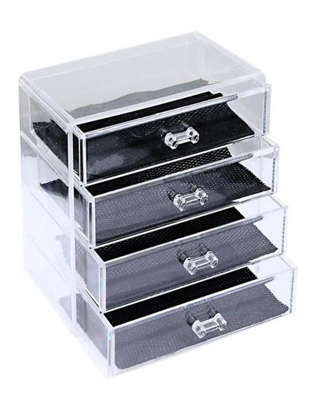 whole1pc 4 layer drawer clear acrylic cosmetic makeup storage box display stand9393077, Black;white
whole1pc 4 layer drawer clear acrylic cosmetic makeup storage box display stand9393077, Black;white