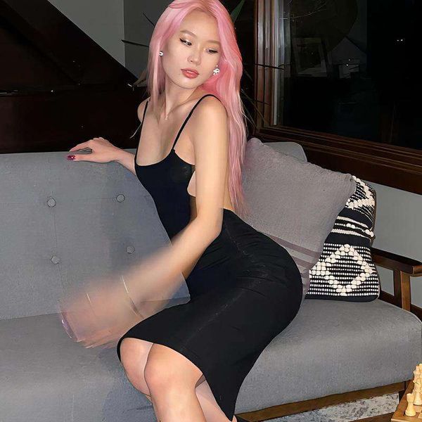 style selling womens wear solid color lady like woman backless mid length strap dress for women, Black;gray
style selling womens wear solid color lady like woman backless mid length strap dress for women, Black;gray