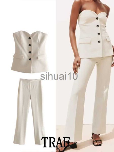 women's two piece pants traf 2023 woman 2 pieces vest sets single breasteed filp over underwear vest + split straight trousers causal w, White
women's two piece pants traf 2023 woman 2 pieces vest sets single breasteed filp over underwear vest + split straight trousers causal w, White