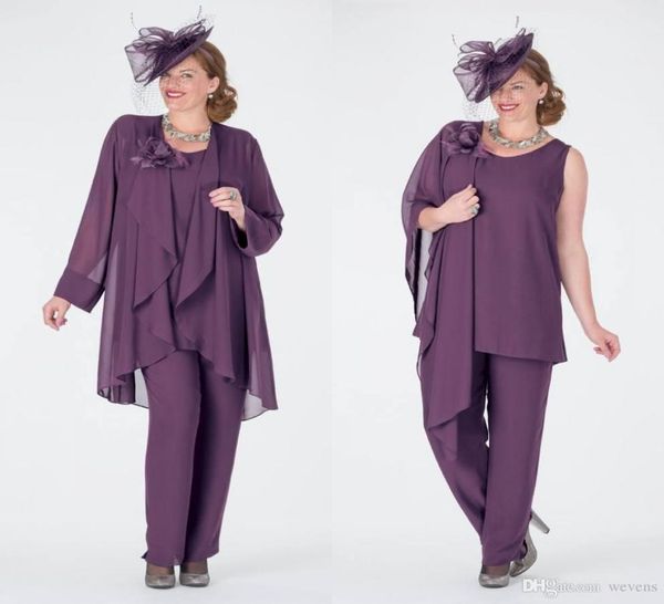 elegant purple mother of the bride pant suits with jackets jewel neck wedding guest dress plus size chiffon mothers groom5787981, Black;red
elegant purple mother of the bride pant suits with jackets jewel neck wedding guest dress plus size chiffon mothers groom5787981, Black;red