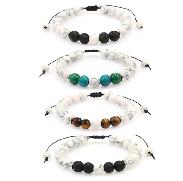8mm handmade white agate black natural lava rock stone beads chakra bracelets for men women fashion elastic healing yoga bracelet 9140644
8mm handmade white agate black natural lava rock stone beads chakra bracelets for men women fashion elastic healing yoga bracelet 9140644