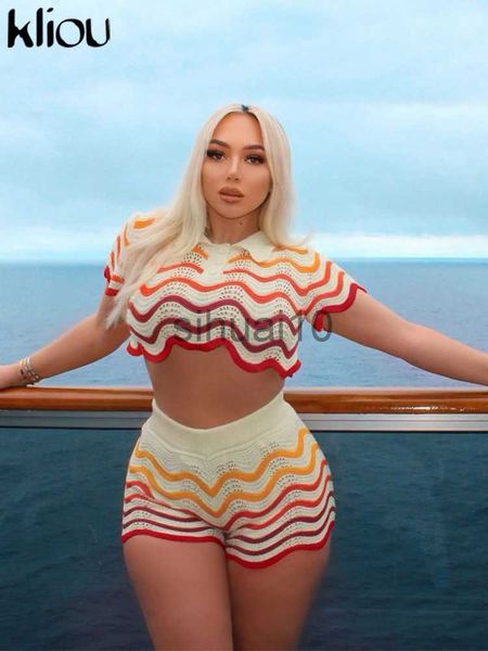 women's two piece pants kliou knitted gradient striped patchwork two piece set women hipster lapel short sleeve tees+high waist shorts, White
women's two piece pants kliou knitted gradient striped patchwork two piece set women hipster lapel short sleeve tees+high waist shorts, White