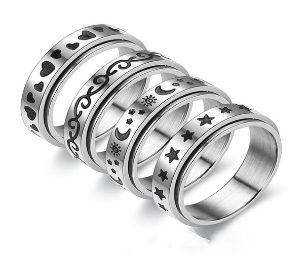 rotatable stainless steel spinner ring for women mens fidget band rings moon star celtic stress relieving wide wedding anxiety1340547, Silver
rotatable stainless steel spinner ring for women mens fidget band rings moon star celtic stress relieving wide wedding anxiety1340547, Silver