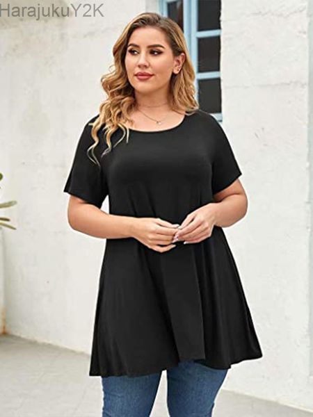 women's plus size t-shirt casual blouse tee shirt plus size ladies tunic peplum blouse women summer short sleeve solid street 230715, Black
women's plus size t-shirt casual blouse tee shirt plus size ladies tunic peplum blouse women summer short sleeve solid street 230715, Black