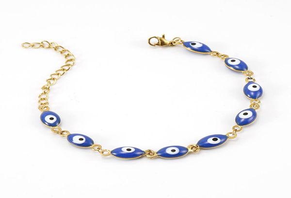 western new trendy gold plated stainless steel chain colorful oval evil eye beads bracelet jewelry for women gift7075180, Black
western new trendy gold plated stainless steel chain colorful oval evil eye beads bracelet jewelry for women gift7075180, Black