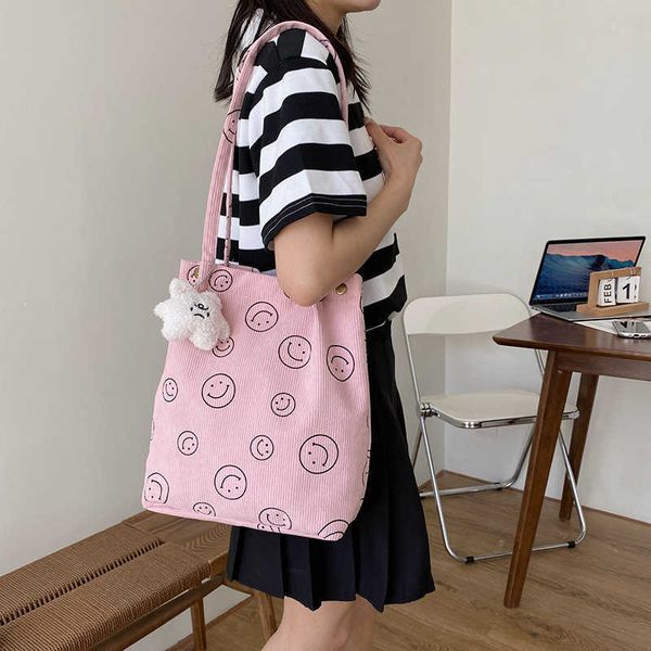 corduroy smiling face tote bag new simple portable cloth bag student class canvas bag
corduroy smiling face tote bag new simple portable cloth bag student class canvas bag