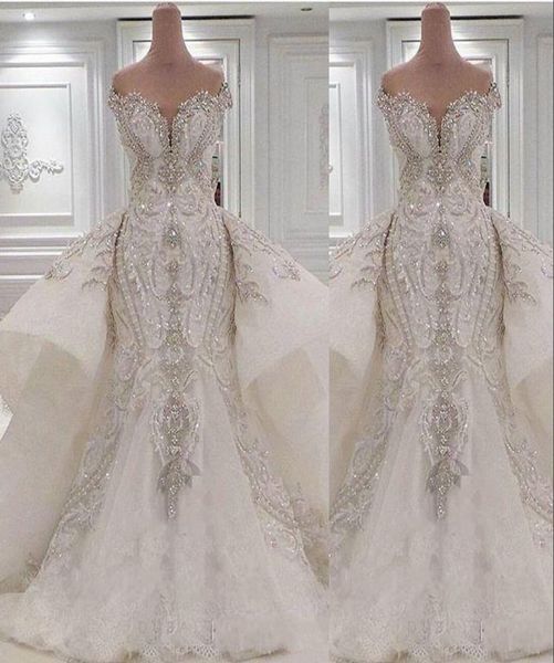 2023 crystal luxury mermaid wedding dresses bridal gowns with overskirts off shoulder lace ruched sparkle rhinstone dubai vestidos8709973, White
2023 crystal luxury mermaid wedding dresses bridal gowns with overskirts off shoulder lace ruched sparkle rhinstone dubai vestidos8709973, White