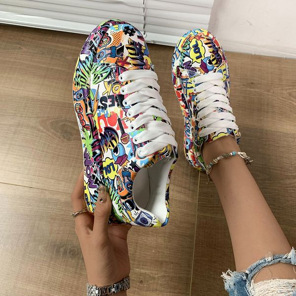 women's casual sneakers fashion new painted graffiti lace up sports shoes for women flat pu leather ladies running shoes, Black
women's casual sneakers fashion new painted graffiti lace up sports shoes for women flat pu leather ladies running shoes, Black