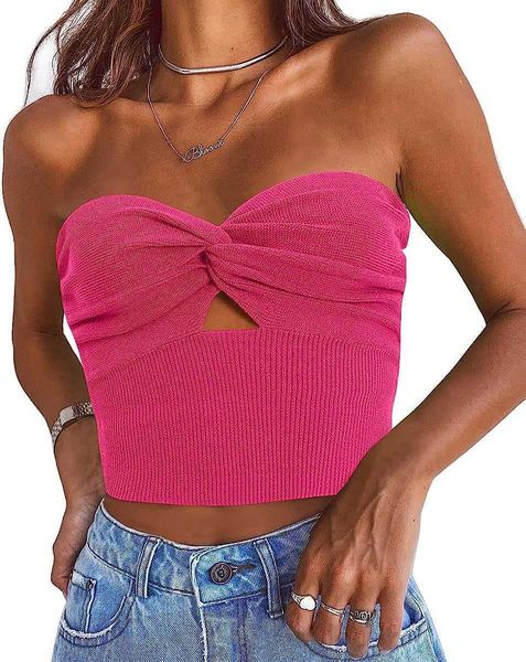 women's swimwear efan women's hollow out twisted front bra rib knit y2k strapless open navel tank tight chest top, White;black
women's swimwear efan women's hollow out twisted front bra rib knit y2k strapless open navel tank tight chest top, White;black