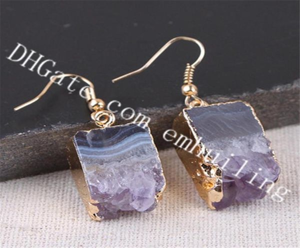 10pairs rectangular drop amethyst stalactite slice earrings raw crystal geode stone earrings gold plated purple druzy drusy earrin1857492, Silver
10pairs rectangular drop amethyst stalactite slice earrings raw crystal geode stone earrings gold plated purple druzy drusy earrin1857492, Silver