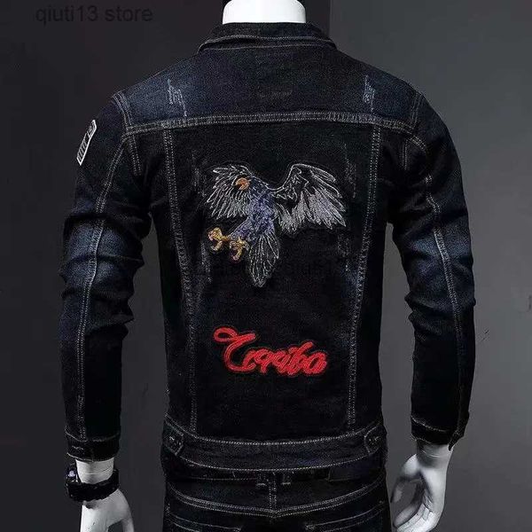 men's jackets new 2023 fashion casual embroidered denim jacket male vintage long sleeve hip hop wild jeans coat men streetwear autumn c, Black;brown
men's jackets new 2023 fashion casual embroidered denim jacket male vintage long sleeve hip hop wild jeans coat men streetwear autumn c, Black;brown