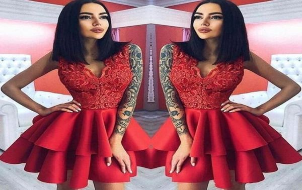 layer ruffles red short cocktail dresses a line v neck appliques knee length homecoming gowns prom evening dress6268179, Black
layer ruffles red short cocktail dresses a line v neck appliques knee length homecoming gowns prom evening dress6268179, Black