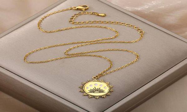 pendant necklaces golden copper stainless steel sunrise hollow necklace for women trend pendants female jewelry collar4404285, Silver
pendant necklaces golden copper stainless steel sunrise hollow necklace for women trend pendants female jewelry collar4404285, Silver