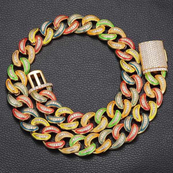 new luminous colorful necklace 18mm classic cuban chain men's necklace hip hop necklace jewelry, Silver
new luminous colorful necklace 18mm classic cuban chain men's necklace hip hop necklace jewelry, Silver