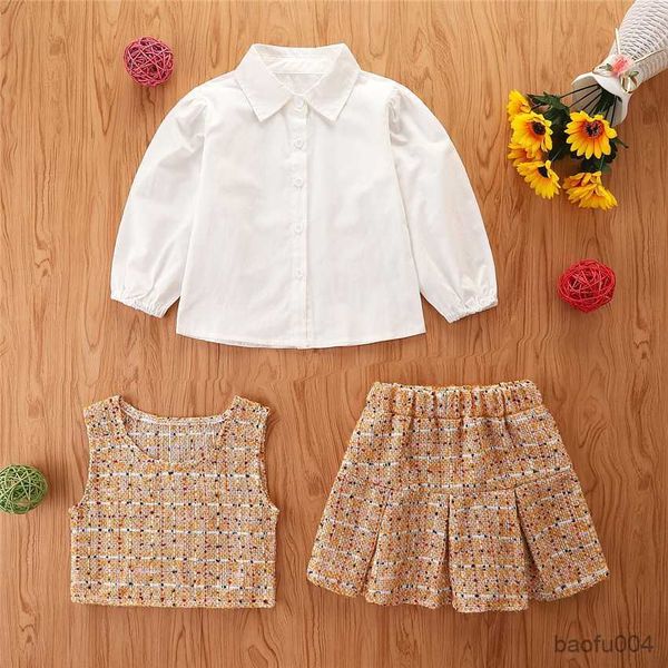 clothing sets 3pcs girl set white shirt vest skirt suits for kids fashion girls clothing r230718
clothing sets 3pcs girl set white shirt vest skirt suits for kids fashion girls clothing r230718