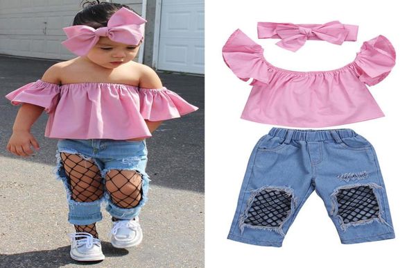 stylish toddler kids girls clothes off shoulder ripped denim pants headband 3pcs outfits set y2008295154740, White
stylish toddler kids girls clothes off shoulder ripped denim pants headband 3pcs outfits set y2008295154740, White