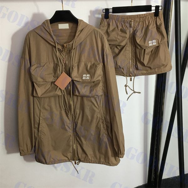 womens zipper dress hooded coats windbreaker jackets letter printed outerwear short skirts two colors, White
womens zipper dress hooded coats windbreaker jackets letter printed outerwear short skirts two colors, White