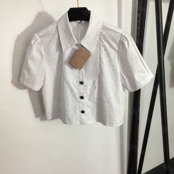 23ss high neck blouse women shirt womens designer clothing letter button iron drill lapel short-sleeved shirt women clothes, White
23ss high neck blouse women shirt womens designer clothing letter button iron drill lapel short-sleeved shirt women clothes, White