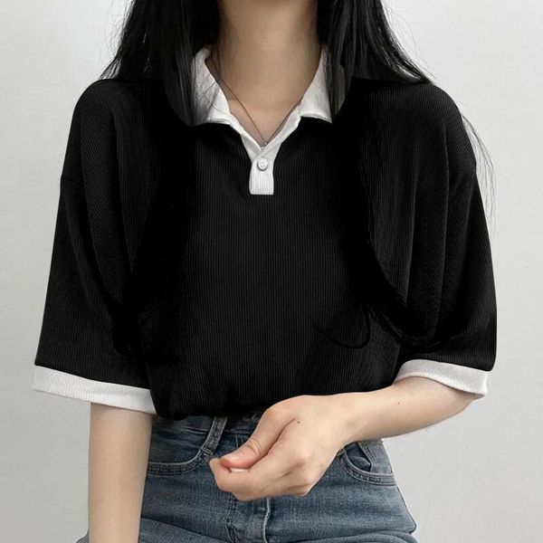 women's blouses shirts yasuk 2023 spring summer casual polo tshirt female pullover loose fake two piece suit cute preppy style girl sof, White
women's blouses shirts yasuk 2023 spring summer casual polo tshirt female pullover loose fake two piece suit cute preppy style girl sof, White