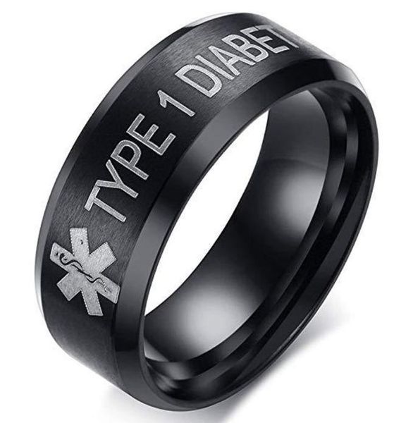 8mm diabetic medical sign ring titanium steel men and women ring medical reminder band rings jewelry 7715605, Silver
8mm diabetic medical sign ring titanium steel men and women ring medical reminder band rings jewelry 7715605, Silver