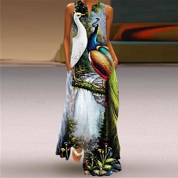 urban dresses women sleeveless peacock print summer beach dress elegent v-neck boho maxi dress summer party vocation dresses fashion 230717, White;black
urban dresses women sleeveless peacock print summer beach dress elegent v-neck boho maxi dress summer party vocation dresses fashion 230717, White;black