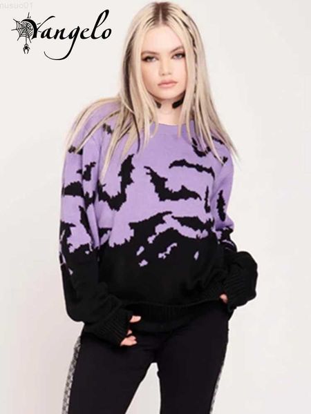 women's sweaters yangelo gothic bat pattern sweater women's y2k clothes warm purple stitching long sleeve knitting pullover autumn, White;black
women's sweaters yangelo gothic bat pattern sweater women's y2k clothes warm purple stitching long sleeve knitting pullover autumn, White;black