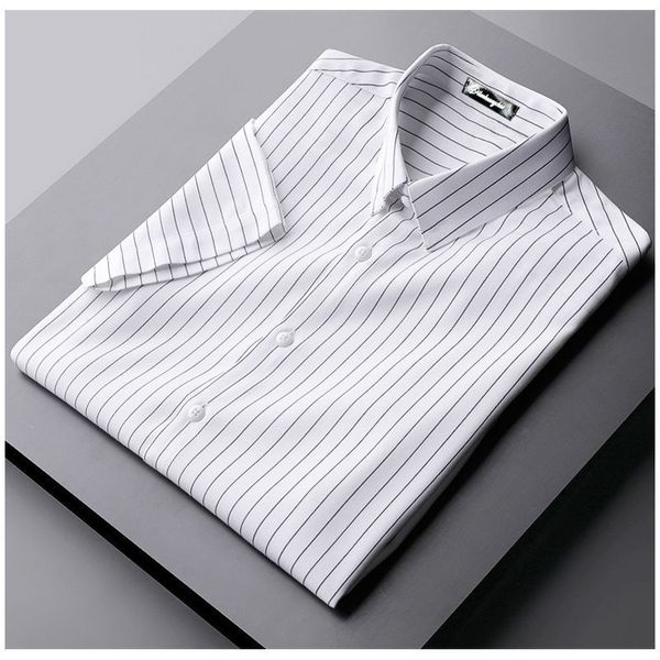 mens casual shirts summer fashion simple yet non ironed short sleeved business casual loose fitting mens shirt 230718, White;black