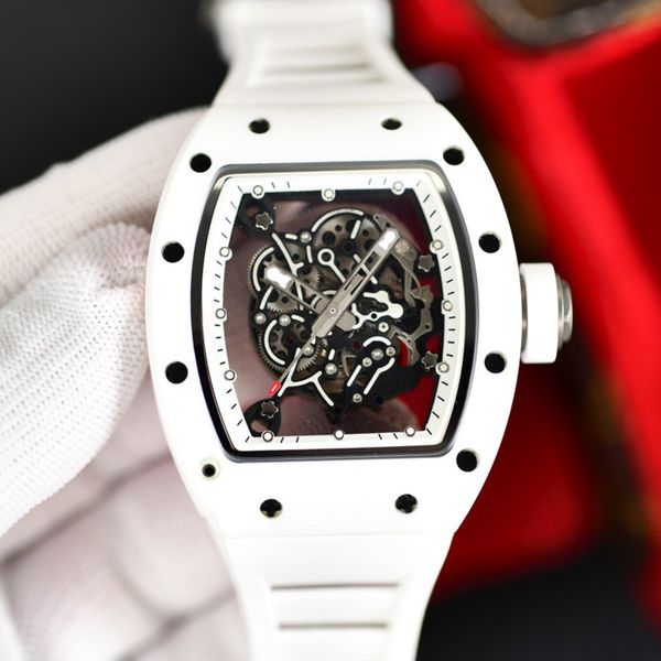 6 styles mens skeleton watch ceramic case white strap richa milles rm055 automatic mechanical r eta watch sapphire glass wristwatch with box, Slivery;brown
6 styles mens skeleton watch ceramic case white strap richa milles rm055 automatic mechanical r eta watch sapphire glass wristwatch with box, Slivery;brown