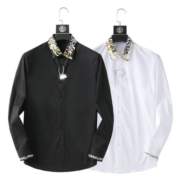 2023fashion male shirt long-sleeves double collar business shirt mens dress shirts slim men #38, White;black
2023fashion male shirt long-sleeves double collar business shirt mens dress shirts slim men #38, White;black
