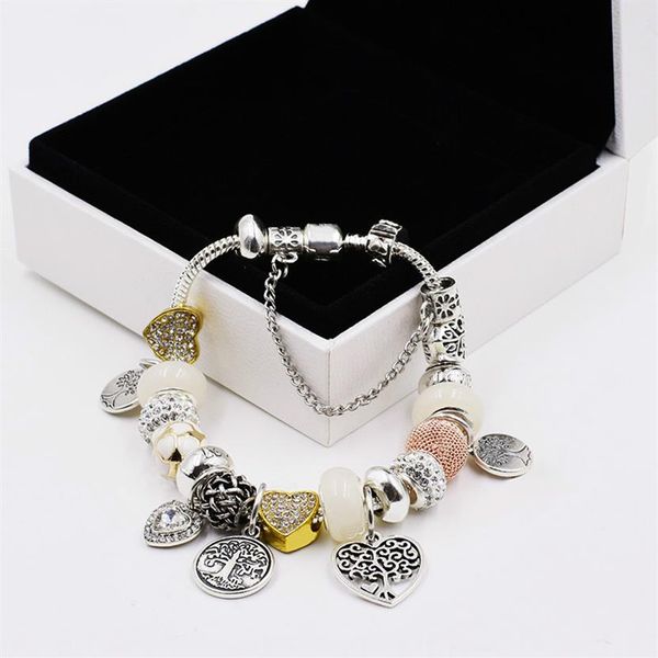 925 silver plated tree of life pendant charms bracelet set original box for pandora snake chain diy beads charm bracelets for wome255g, Golden;silver
925 silver plated tree of life pendant charms bracelet set original box for pandora snake chain diy beads charm bracelets for wome255g, Golden;silver