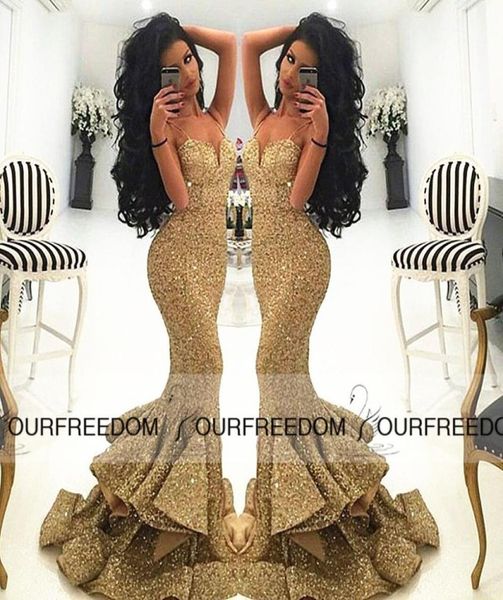 2019 gold sequins mermaid prom dresses spaghetti sweetheart neck long side slit formal evening gown skirt under ruffles custom mad7970770, Black
2019 gold sequins mermaid prom dresses spaghetti sweetheart neck long side slit formal evening gown skirt under ruffles custom mad7970770, Black