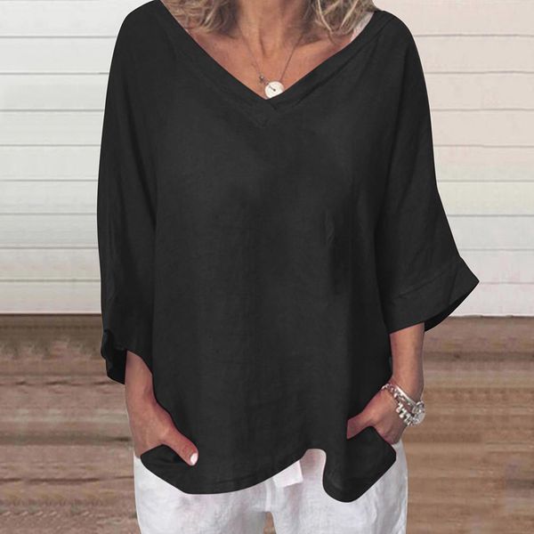 women's t-shirt plus size womens v-neck 3/4 sleeve loose t-shirts tee ladies street style casual baggy tunic blouse for 230717, White
women's t-shirt plus size womens v-neck 3/4 sleeve loose t-shirts tee ladies street style casual baggy tunic blouse for 230717, White