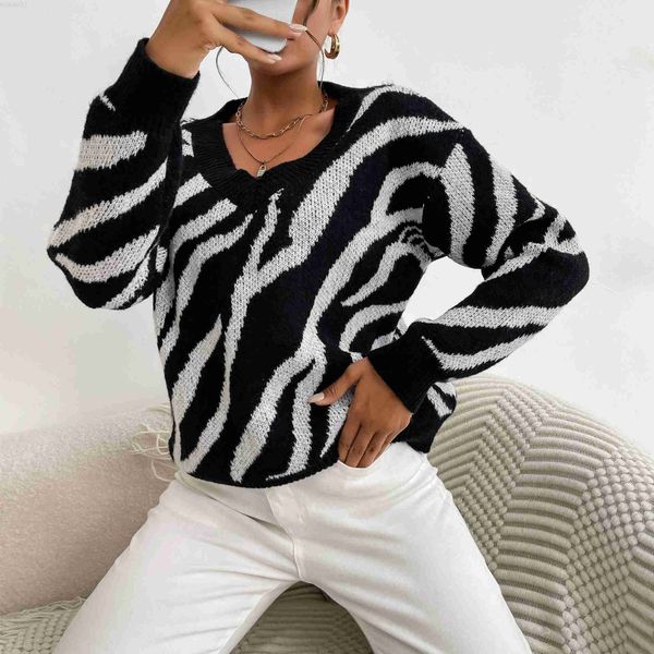 women's sweaters 2022 women's pullover fashion zebra-print thermal thick knit sweater l230718, White;black
women's sweaters 2022 women's pullover fashion zebra-print thermal thick knit sweater l230718, White;black