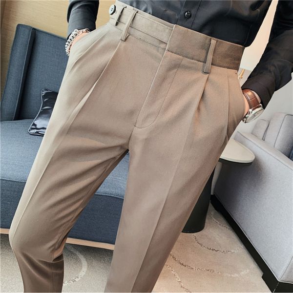 men's pants british solid high waisted suit men high draping slim business formal social office hommes wedding dress 230718, Black
men's pants british solid high waisted suit men high draping slim business formal social office hommes wedding dress 230718, Black