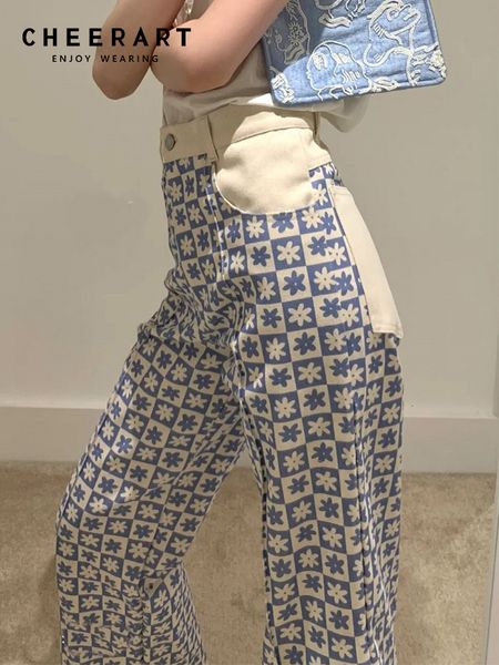 women s shorts cheerart s 4xl plus size wide leg jeans woman high waisted checked fashion denim trousers bottoms pant clothing 230718, White;black
women s shorts cheerart s 4xl plus size wide leg jeans woman high waisted checked fashion denim trousers bottoms pant clothing 230718, White;black
