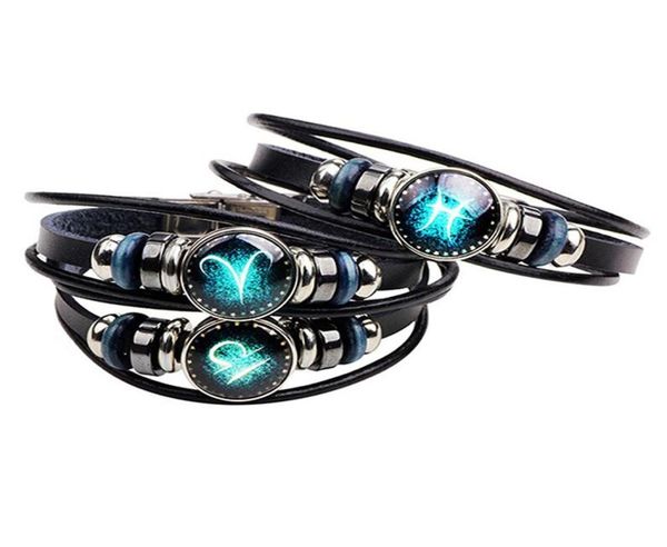 12 constellations bracelet for women fashion jewelry leather bracelet men casual personality zodiac signs punk bracelet charm 8361076, Black
12 constellations bracelet for women fashion jewelry leather bracelet men casual personality zodiac signs punk bracelet charm 8361076, Black