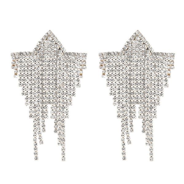 fashion metal rhinestone star tassel earrings girl exaggerated dangle earrings party accessories, Silver
fashion metal rhinestone star tassel earrings girl exaggerated dangle earrings party accessories, Silver