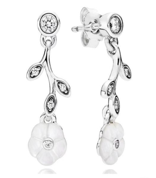 hanging flower earrings mother of pearl authentic s925 silver fits for original style bracelet 290699mop h8ale2565272, Golden;silver