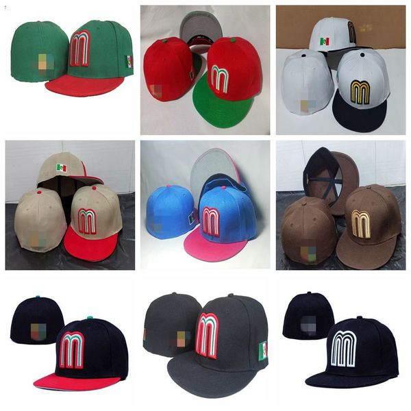 Image of Fashion Mexico M letter Baseball caps summer style Gorra bone Men Brand women Unisex hiphop Full Closed Fitted Hats