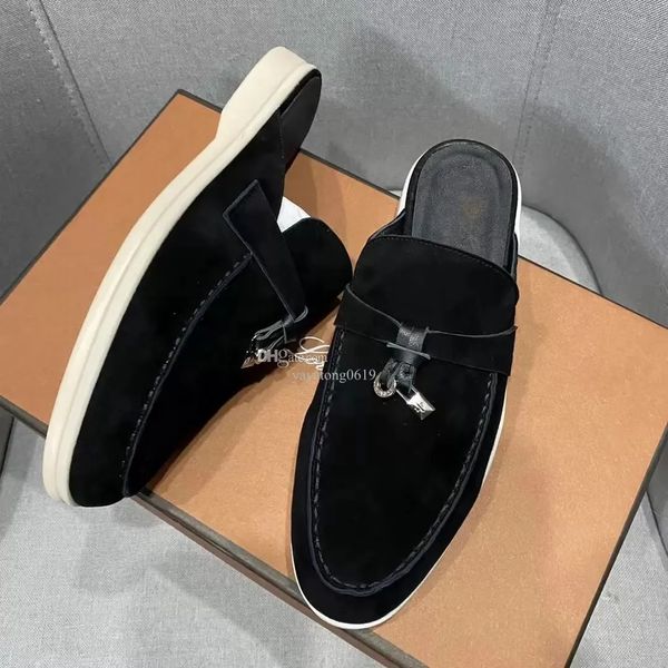 23s lp piana summer charms embellished walk suede slippers mules shoes genuine leather casual slip on flats for women luxury designers flat, Black
23s lp piana summer charms embellished walk suede slippers mules shoes genuine leather casual slip on flats for women luxury designers flat, Black