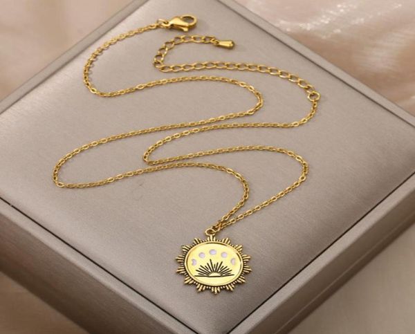 pendant necklaces golden copper stainless steel sunrise hollow necklace for women trend pendants female jewelry collar1671534, Silver
pendant necklaces golden copper stainless steel sunrise hollow necklace for women trend pendants female jewelry collar1671534, Silver