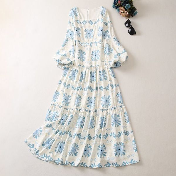 european and american women's dress 2023 summer new style square collar long sleeve lantern sleeve floral print pleated dress, Black;gray
european and american women's dress 2023 summer new style square collar long sleeve lantern sleeve floral print pleated dress, Black;gray