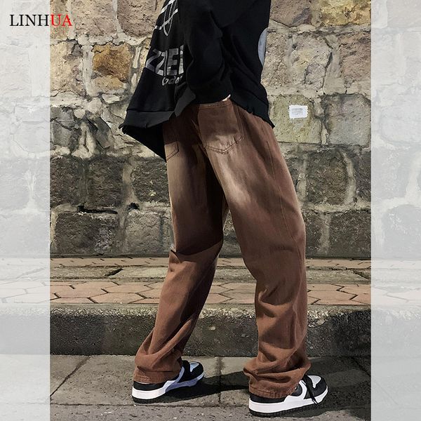 men's jeans linhua vintage brown gradient denim pants men japan style straight casual streetwear jean mopping trousers 230718, Blue
men's jeans linhua vintage brown gradient denim pants men japan style straight casual streetwear jean mopping trousers 230718, Blue