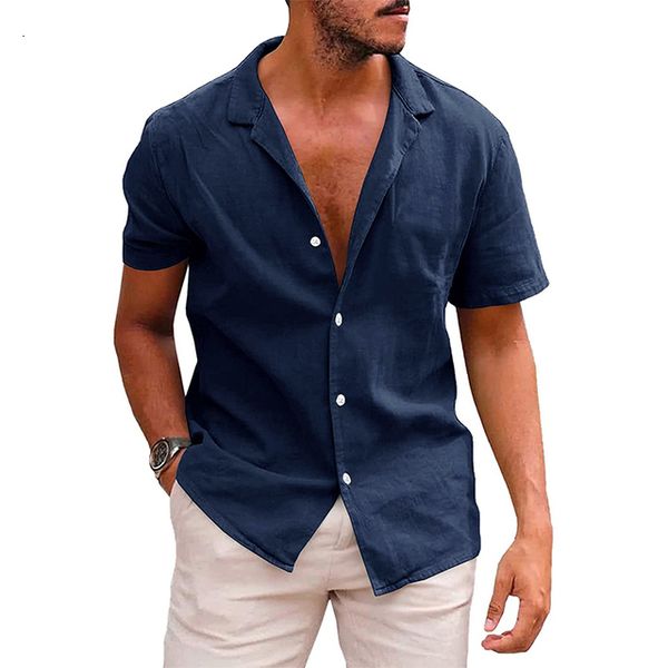 men's polos summer casual solid color blouse cotton linen short sleeve shirt loose cardigan comfy breathable beach male 230717, White;black
men's polos summer casual solid color blouse cotton linen short sleeve shirt loose cardigan comfy breathable beach male 230717, White;black
