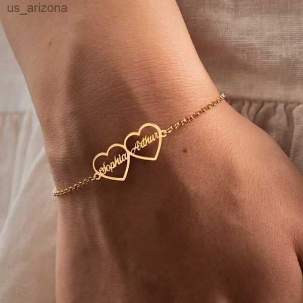 cute heart two name bracelet customized handmade jewelry stainless steel nameplate bracelets femme personalized gifts for women l230620, Golden;silver
cute heart two name bracelet customized handmade jewelry stainless steel nameplate bracelets femme personalized gifts for women l230620, Golden;silver