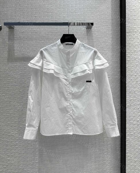 23ss womens designer clothing high neck blouse women shirt logo embroidery court style lace stand collar long sleeve shirt women clothes, White
23ss womens designer clothing high neck blouse women shirt logo embroidery court style lace stand collar long sleeve shirt women clothes, White
